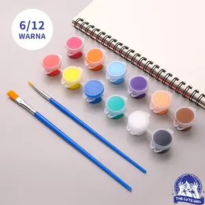 cat Acrylic Colour Set 6/12 Warna Cat Akrilik Lukis Canvas Paint Acrylic Color 3 ml