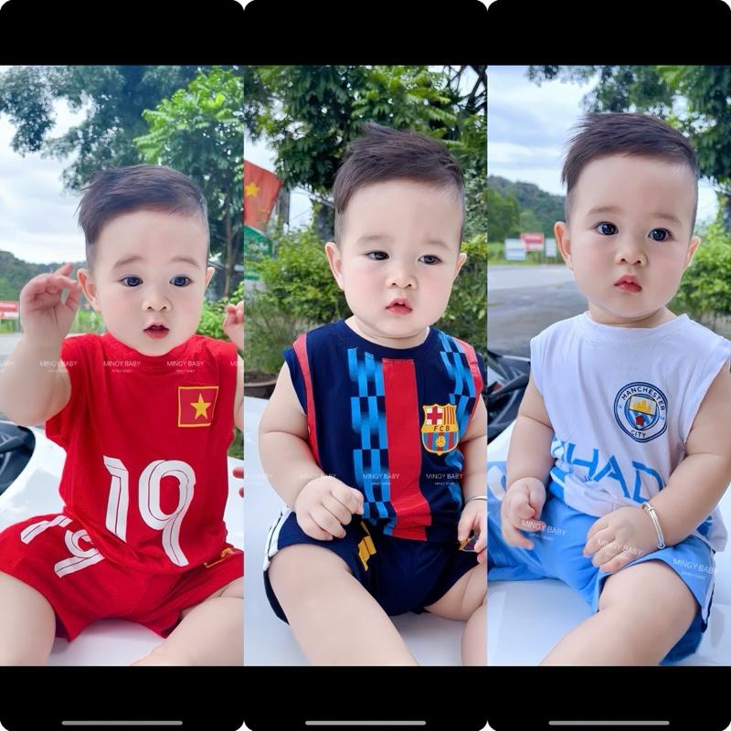 MINGY BABY Bộ 3 lỗ thể thao phối SỌC quần cho bé vải thun lạnh mềm mát bộ thể thao đội tuyển bóng đá Việt Nam