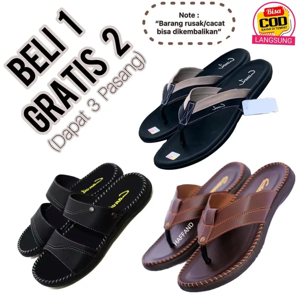 Sandal Slop / Beli 1 dapat 3 Pasang sandal Pria / Sendal Karet Flipper / Sepatu Sandal Slop Pria Jepit sandal  outdoor