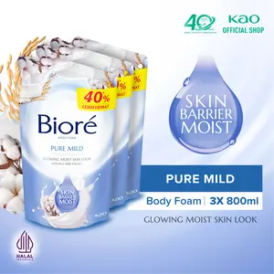 Biore Pure Mild 800ml Pouch Triplepack - Sabun Mandi Cair