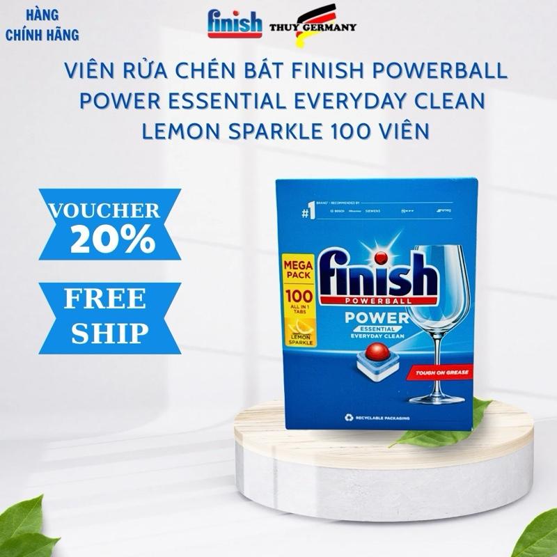 Viên Rửa Chén Bát Finish powerball power Essential Làm sạch hàng ngày hương chanh 100 viên