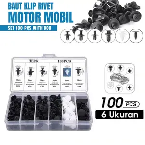 Baut Klip Kancing Rivet Spakboard Bumper Mobil Universal 100 pcs Set Aksesoris
