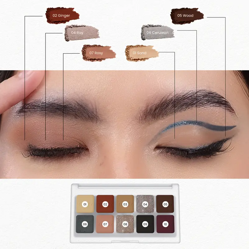 Stacey Exquisite Eyeshadow Palette - 10 Shades Creamy & Pigment Colors Waterproof 5