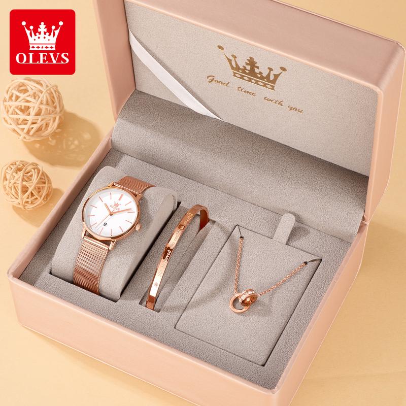  【HOT OLEVS Đồng hồ nữ thiết kế sang trọng thanh lịch Chính Hãng Dành Cho Nữ Không Thấm Nước Vàng Hồng Bộ Quà Tặng Nữ Và Bé Gái 5869 Đồng hồ kim loại Nhiều màu Miễn phí vận chuyển Bảo hành chất lượng Có công cụ điều chỉnh Đảng quà tặng tùy chọn Thời trang 