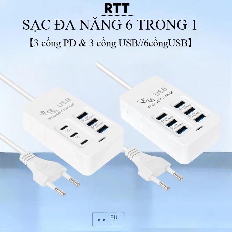 Bộ sạc 6 cổng.Sạc đa năng 2 phân loại - an toàn tiện lợi.