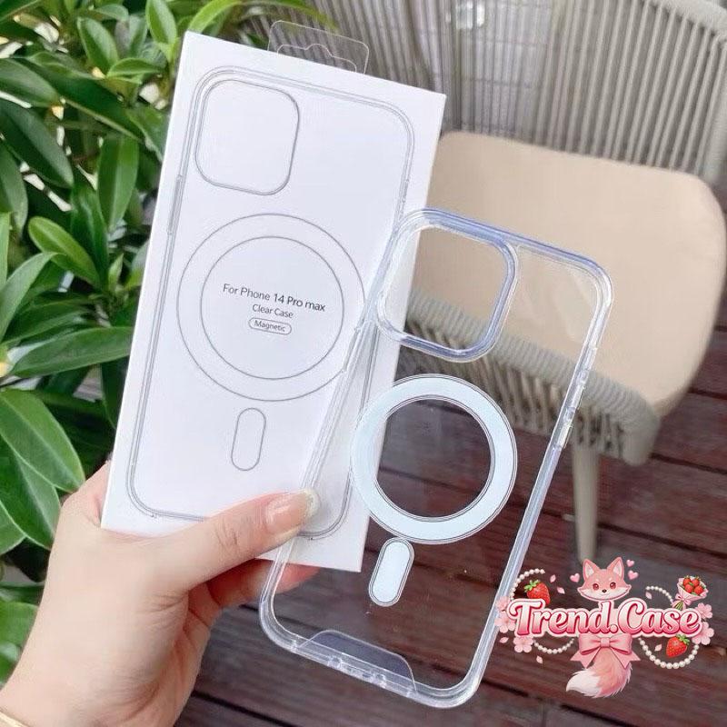 Ốp điện thoại trong suốt hỗ trợ sạc từ tính cho iphone/xsmax/11/12/13/14/15/16/17/pro/plus/promax