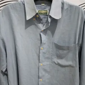 atasan kemeja salur denim