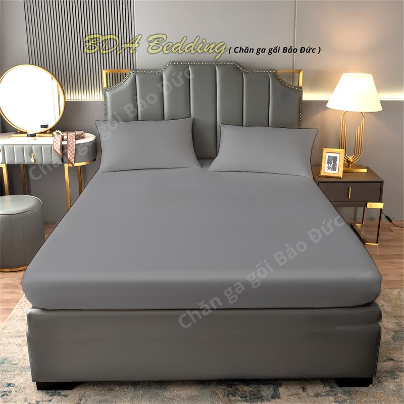 Bộ Ga Gối 3 Món Ga Giường Bo Thun Vải Lụa Tencel Màu Basic Trơn Đủ Size Dùng Cho Đệm Cao 5-10cm chăn ga gối lụa thái