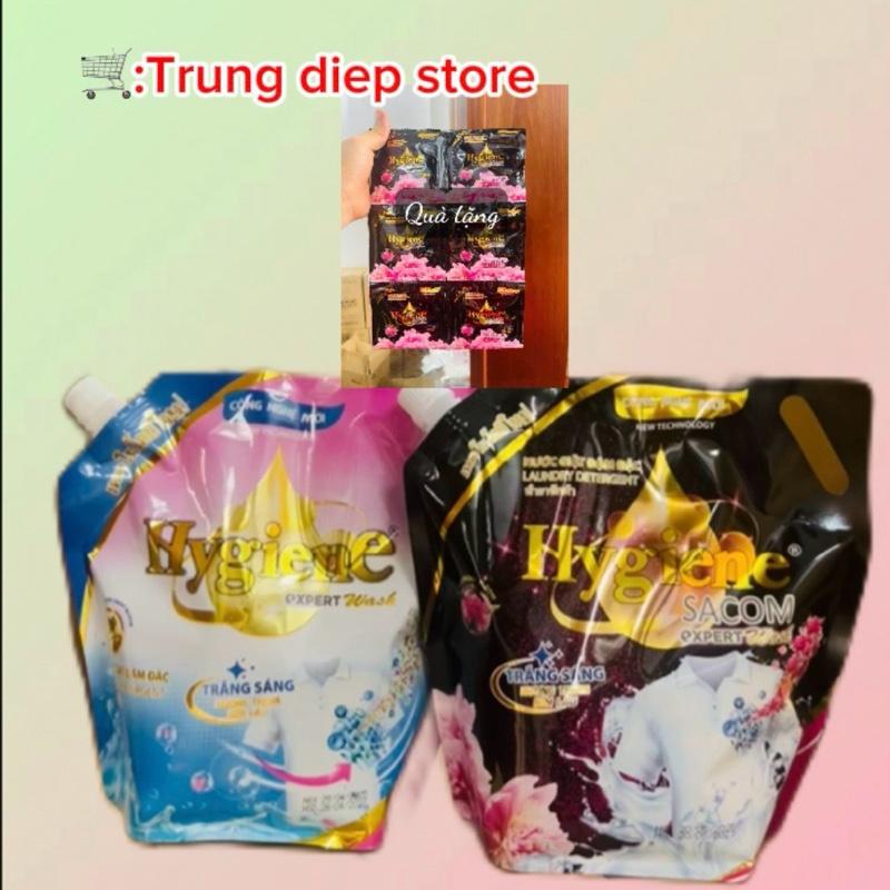 [Mua 2 tặng 1] Combo 2 túi nước giặt Hygiene Sacom 1800ml tặng kèm 6 gói xả vải Hygiene sạch khuẩn thơm mát