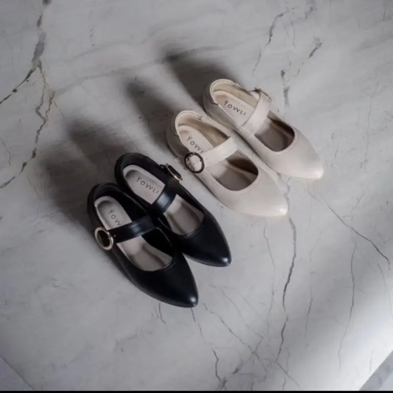 Sepatu Kerja Flatshoes Wanita Warna Cream - Sepatu Feminim - Flatshoes 2
