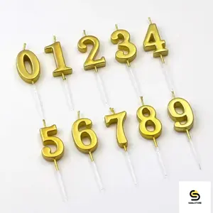 LILIN ANGGKA LILIN ULANG TAHUN【4.5cm*2.5cm】 DEKORASI ULANG TAHUN Cake Gold