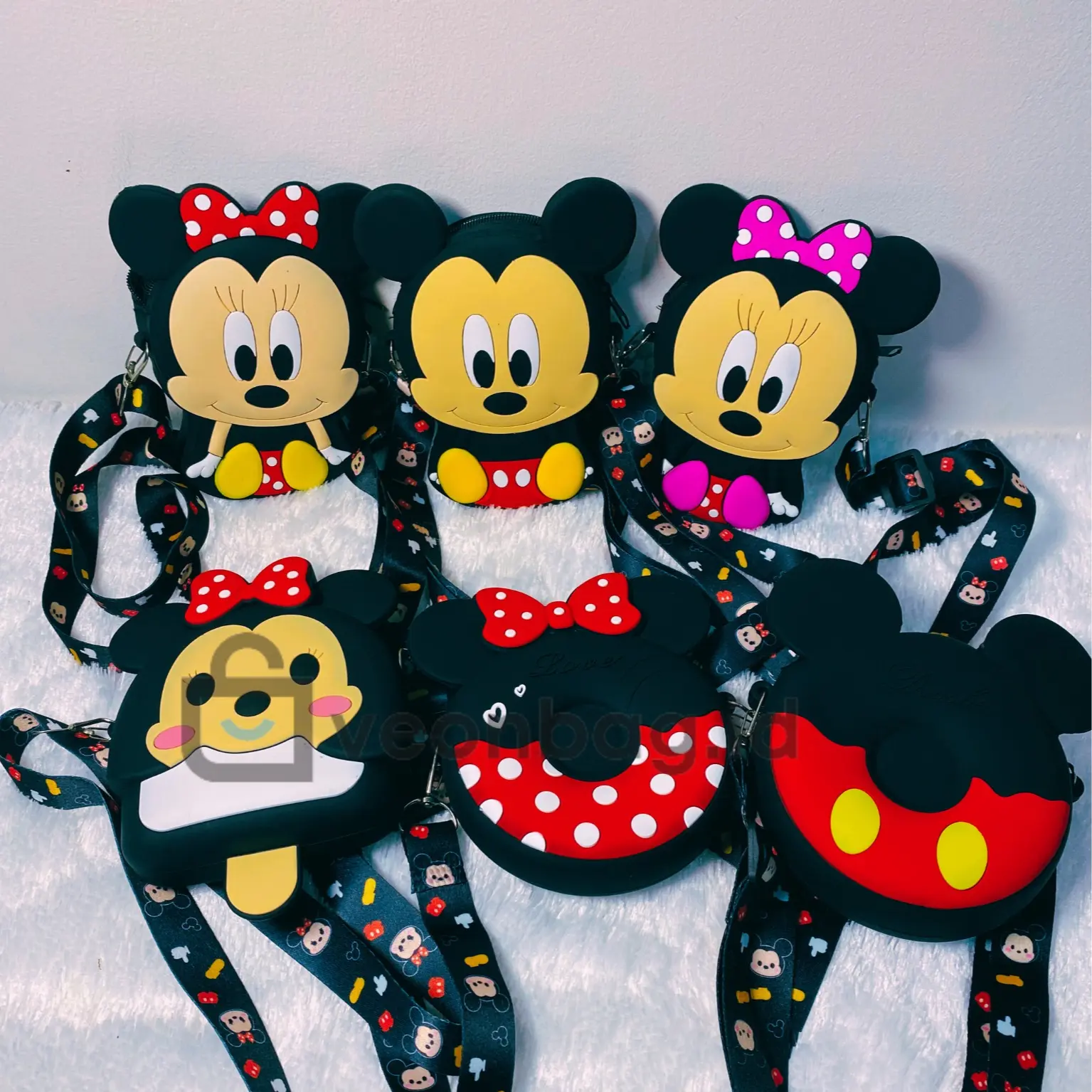[Veonbag.id] Tas Selempang Anak Kartun Mickey & Minnie Mouse Lucu Ukuran KECIL dan BESAR Cetakan Emboss 3D Real Pic Bisa COD Fashion