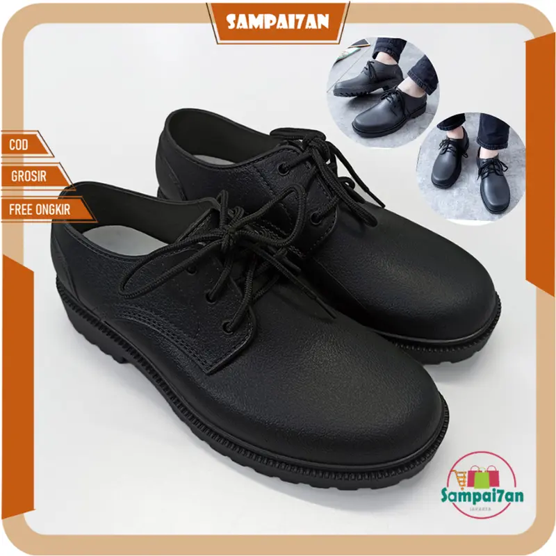 Sepatu Pantofel Pria Hitam Polos Docmart Kasual Premium Import Slip On Tali Cowok Kantor Formal SPT-26 0