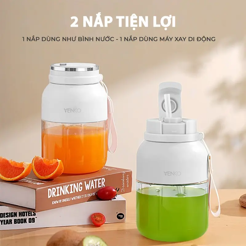 Máy xay sinh tố Venko VK-PB1300 Dung tích 1300ml Lưỡi dao 10 cánh Xay mạnh mẽ Máy xay sinh tố cầm tay không dây dùng pin 3
