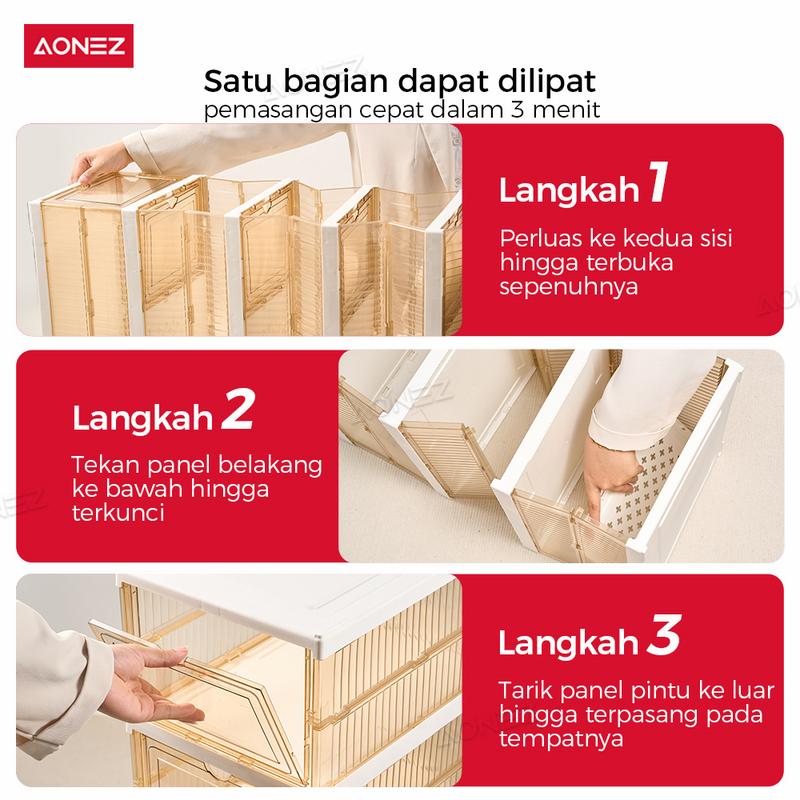Product Introduction of 【COD 24 Shipping】AONEZ Rak Sepatu Lipat 6 Tingkat 12-24 Pasang Warna Coklat Serbaguna Penyimpanan Vertikal Portable Lemari Sepatu Transparan 10