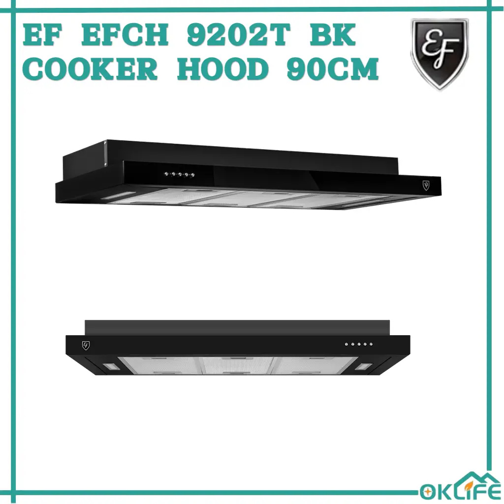 [OKLIFE. SG]EF EFCH 9202T BK Cooker Hood Conventional Hoods Slim Hoods 90CM