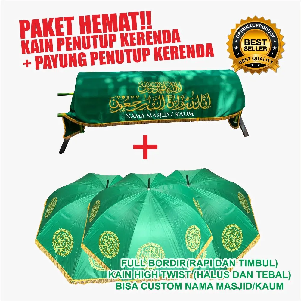 KAIN PENUTUP KERENDA & PAYUNG KEMATIAN FULL BORDIR ISTIMEWA