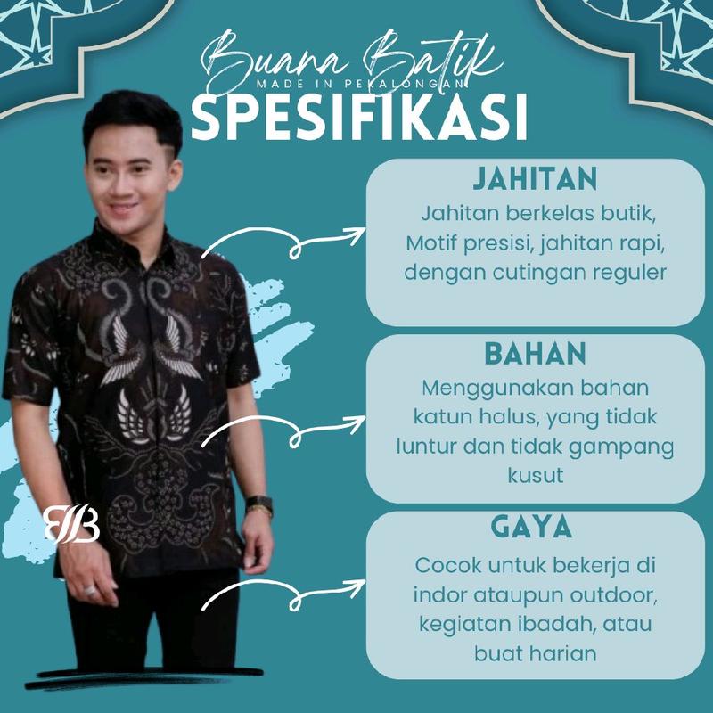 KEMEJA BATIK PRIA MOTIF MANUK KEMBAR PREMIUM ADEM 3