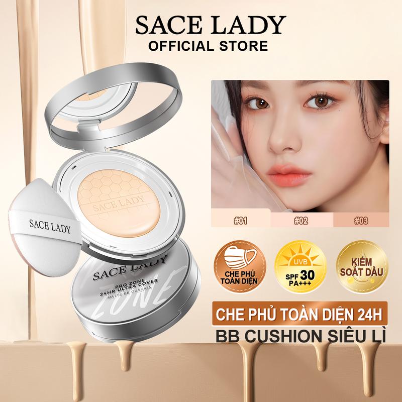 [MUA 1 TÃNG 1 ]Đệm BB Che Phủ Toàn Bộ, SACE LADY, Lâu Trôi, Không Thấm Nước, Kiểm Soát Dầu, Kem BB, SPF 30 / PA + + +, Trang Điểm, 12g