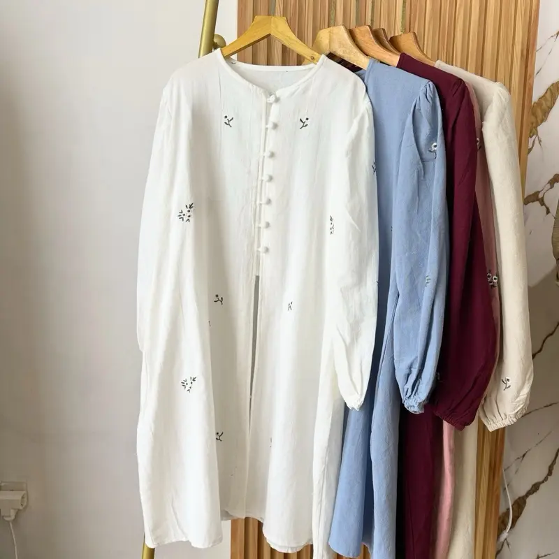 ZR fashion - Azzura Tunik Linen Bordir Bunga Muslim Panjang 0