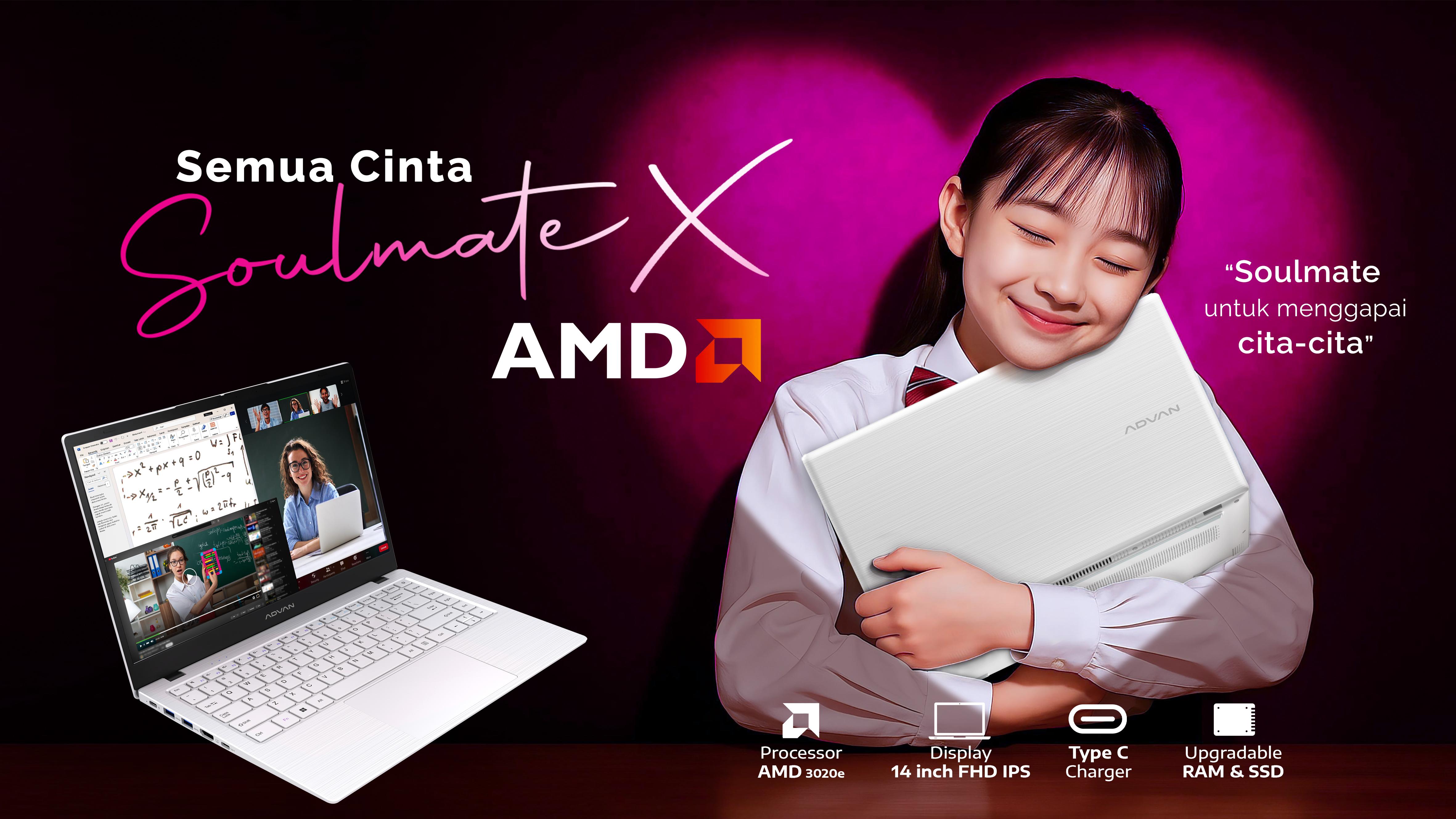 [Exclusive KING KEVIN] ADVAN Soulmate X 14” IPS FHD AMD 3020e 4GB/128GB Free Windows 11 Original Laptop Notebook Upgradeable