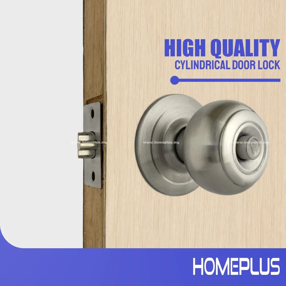 High Quality Stainless Steel Cylindrical Round Knob Entrance Security Door Lock Tombol Pintu Set | 35mm-55mm door thick