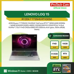 LENOVO LOQ 15 RYZEN 7 7735HS RTX3050 RAM 16GB SSD 512GB W11+OHS+M365B 15.6FHD