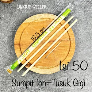 Sumpit Makan Bambu + Tusuk Gigi isi 50 Pasang Sumpit Bambu+Tusuk Gigi Sekali Pakai Kuat MAMBO