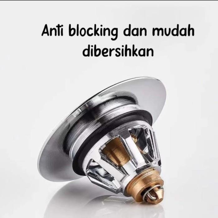 W✓6Q Tutup Lubang Washtafel Bak Cuci Tangan Piring Filter Sink Saringan S/S H✔J8 2