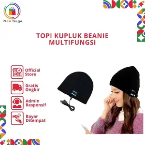 Topi Beanie Multifungsi HandsFree Earphone Cover Helm Bluetooth