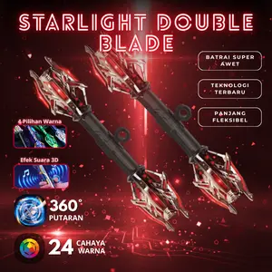 [COD] Pedang Tongkat LED Bermata Dua 24 Warna, Bisa 360° Diputar & Ditarik, Efek Suara Tabrakan Keren, Baterai Lithium 3,7V Isi Ulang, Mainan Light Saber Hadiah Anak