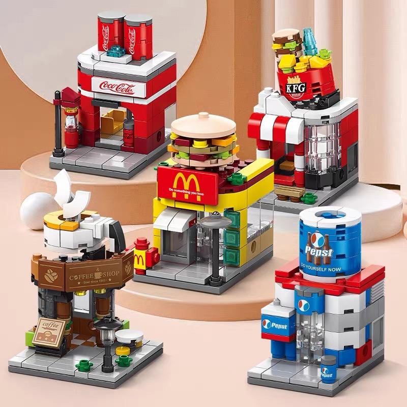 Mainan Balok  Mini Toko sudut McDonald's 3D Puzzle Susun Edukasi Mainan Mainan Anak 7