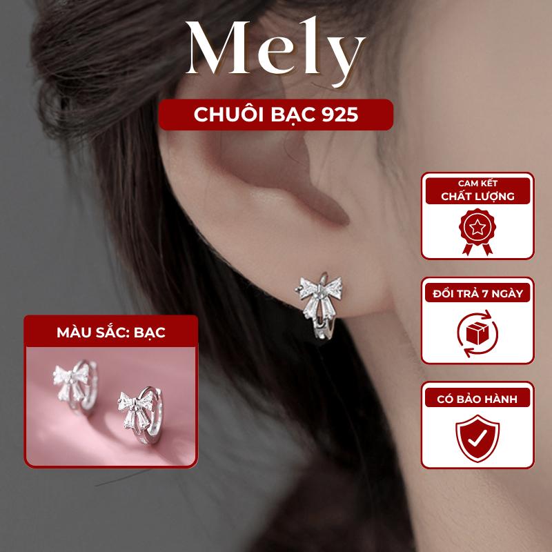 Bông tai nữ nơ khoen tròn đính đá cao cấp phụ kiện thời trang sang trọng thanh lịch - Mely VV165