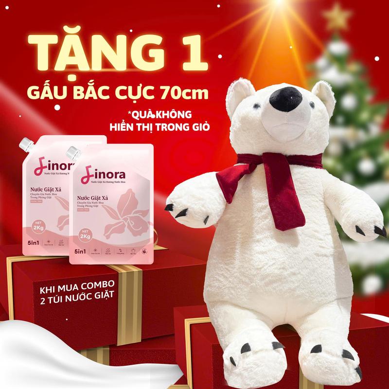   Quà Noel - Cứ mua là có quà   Combo 2 túi nước giặt tặng 1 Gấu bắc cực  Khổng lồ -Mùi hương Rosé Mystique sang trọng - Chuyên Gia Nước Hoa Trong Phòng Giặt 