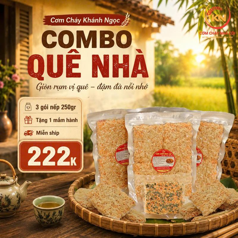COMBO Quê Nhà - Cơm Cháy Gạo Nếp - Siêu Chà Bông Cơm Cháy Khánh Ngọc - Đồ Ăn…