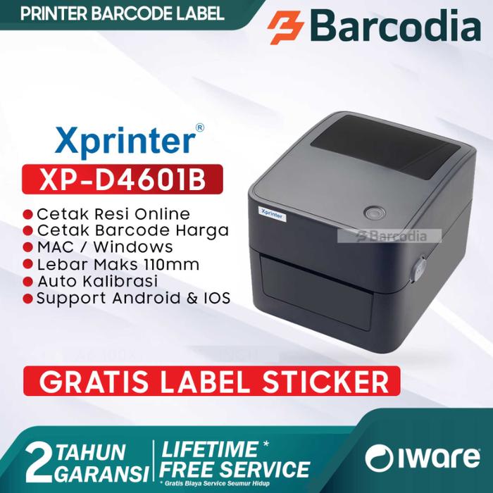 Gambar PRINTER BARCODE THERMAL / LABEL PRINTER XPRINTER XP-4601B BLUETOOTH A6 HITAM dari Barcodia Kota Administrasi Jakarta Pusat Tokopedia