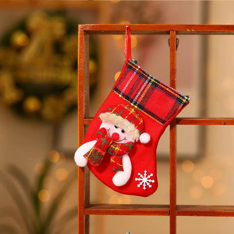 Product Introduction of New Christmas Stockings Christmas Tree Decoration Ornaments Pendant Small Boots Children New Year Santa Claus Gift Socks 24