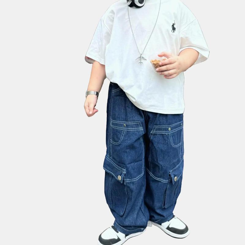 Quần Jeans Nam Túi Hộp Bản 2025, Quần Bò Màu Đậm Phong Cách Hàn Quốc Cho Bé Từ 13-33kg B0015