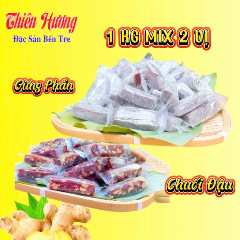 Kẹo Mix 1 Kg 500g Kẹo Gừng Phấn + 500g Kẹo Chuối Gừng Đậu - Ăn Vặt Candy Food - Chua Snack