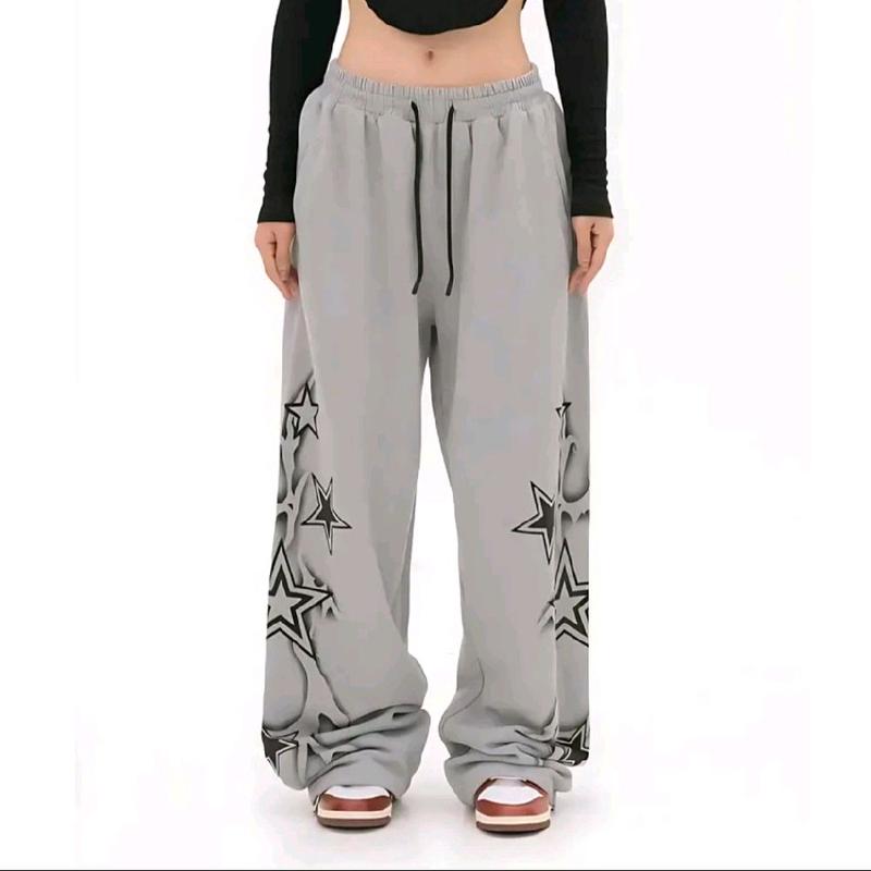 Jogger pants star skena y2k jkt48 korean style karet celana ombre nbc flare jumbo kulot wanita petir straight cut Wanita Celana 4