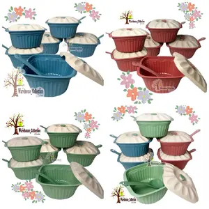 BASI SET PRASMANAN OSCAR//ZAMBRUT 6 PCS BASI TUTUP + 6 SENDOK SAYUR (12 IN 1) PILIH VARIASI OVAL ATAU KOTAK tempat  sop