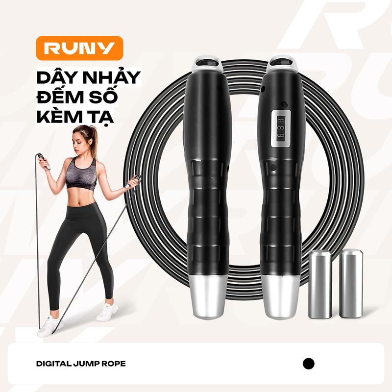 Dây nhảy thể lực đàn hồi kèm tạ đếm số hỗ trợ luyện tập thể dục thể thao - DN02