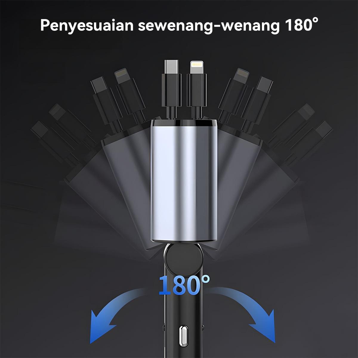 Hieen CC20 4in1 Car Charger 120watt Mobil Pengisian Daya Cepat Colokkan Charger Mobil 4in1 USB Type-C Ios Lightning Adapter Fast Charger