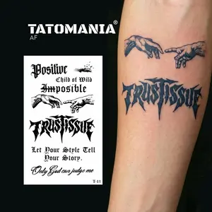 AF-Stiker tato temporer semi permanen tahan lama anti air motif tulisan uk 11x18cm