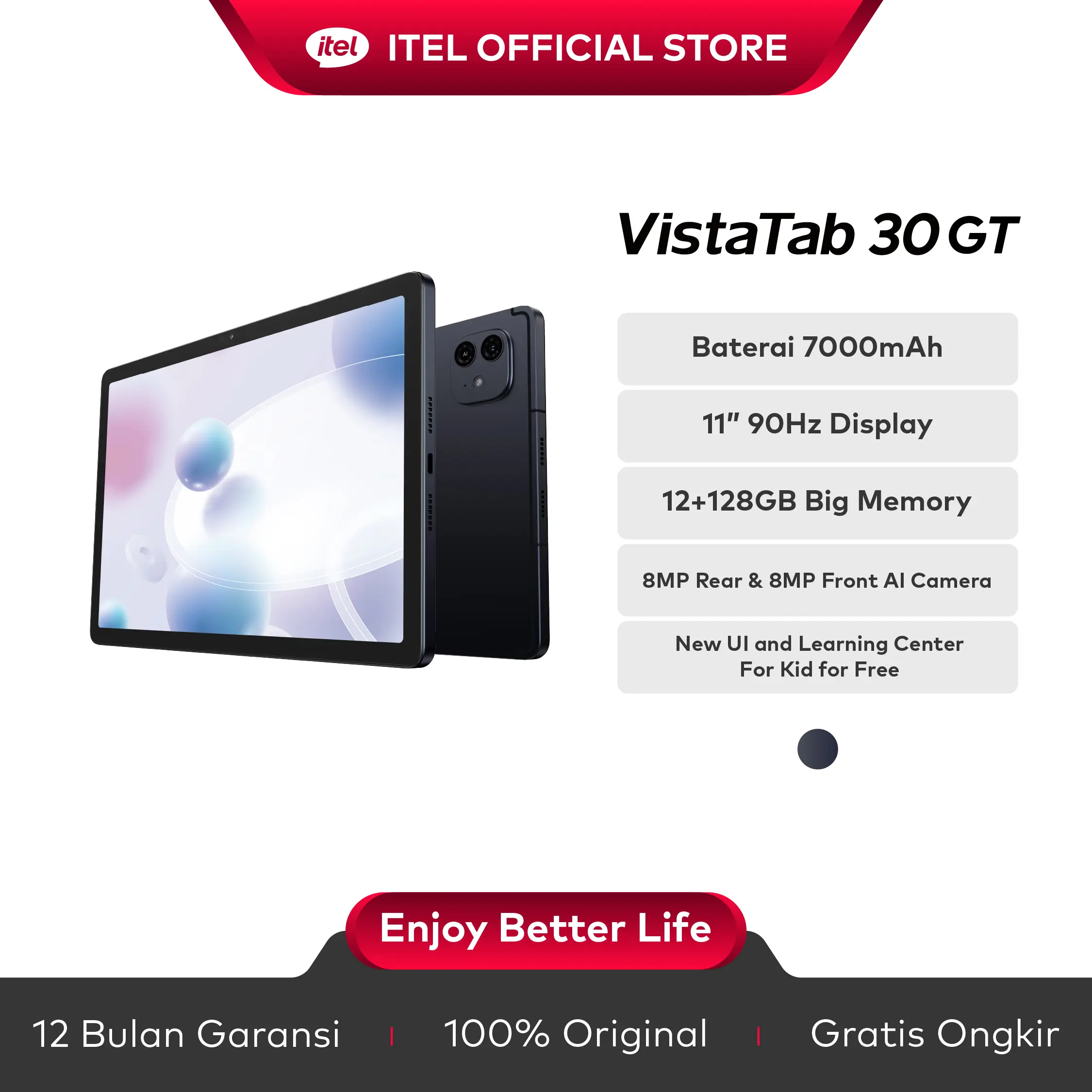 Official itel VistaTab 30 GT RAM 12*(6+6)+128GB Helio G99 Ultimate include stylus & keyboard Slot SIM Card UFS Storage - 7000mAh
