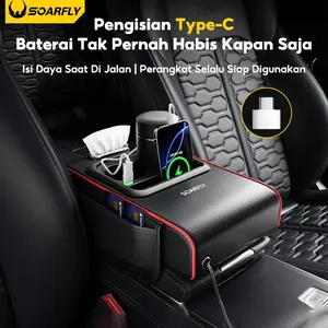 【Gegar 2026】Versi Upgrade Kotak Sandaran Tangan Mobil Universal Multifungsi dengan Port Pengisian Cepat USB / Tas Penyimpanan Jok / Kulit Tahan Air / Kotak Penyimpanan Konsol Tengah / Kotak Tisu Mobil Berkualitas Tinggi