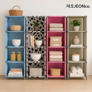 COD RAK BUKU 5 Tingkat 4 Susun Kain Portable Lemari Tempat Penyimpanan Baju Sepatu Helm Rack Bermotif Serbaguna