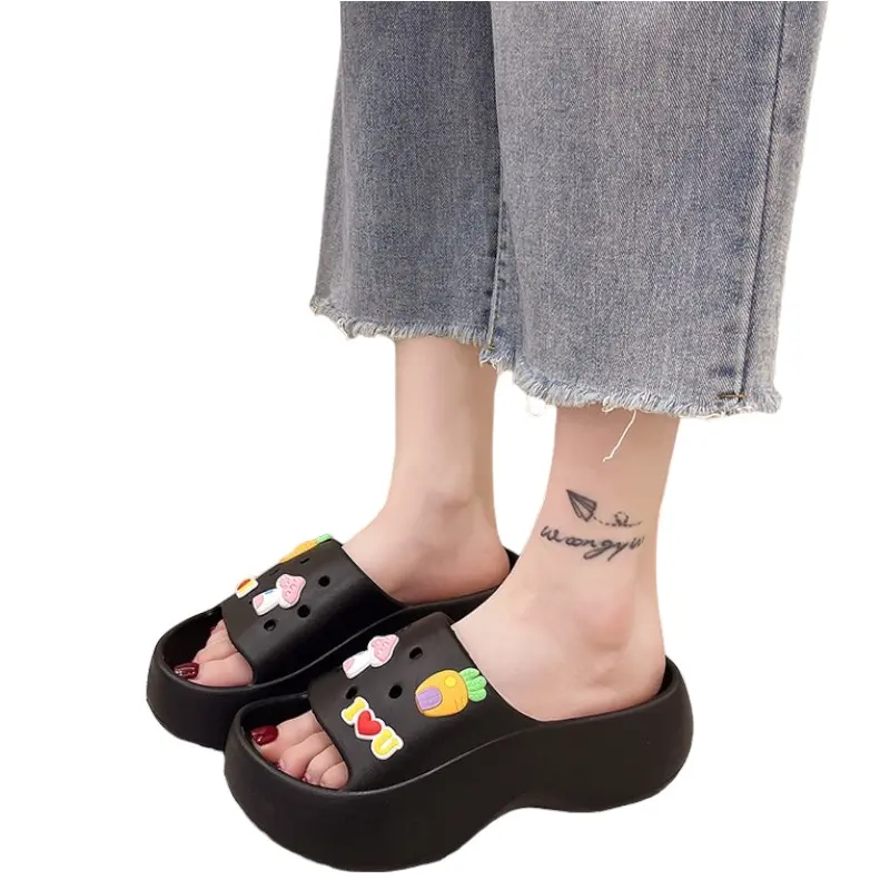 Sendal Baim Wanita Ringan Mainan Di sandal Bisa Di Pasang Sendiri Anti Slip PVC007 Pink Putih Hitam Perempuan Shoes 7