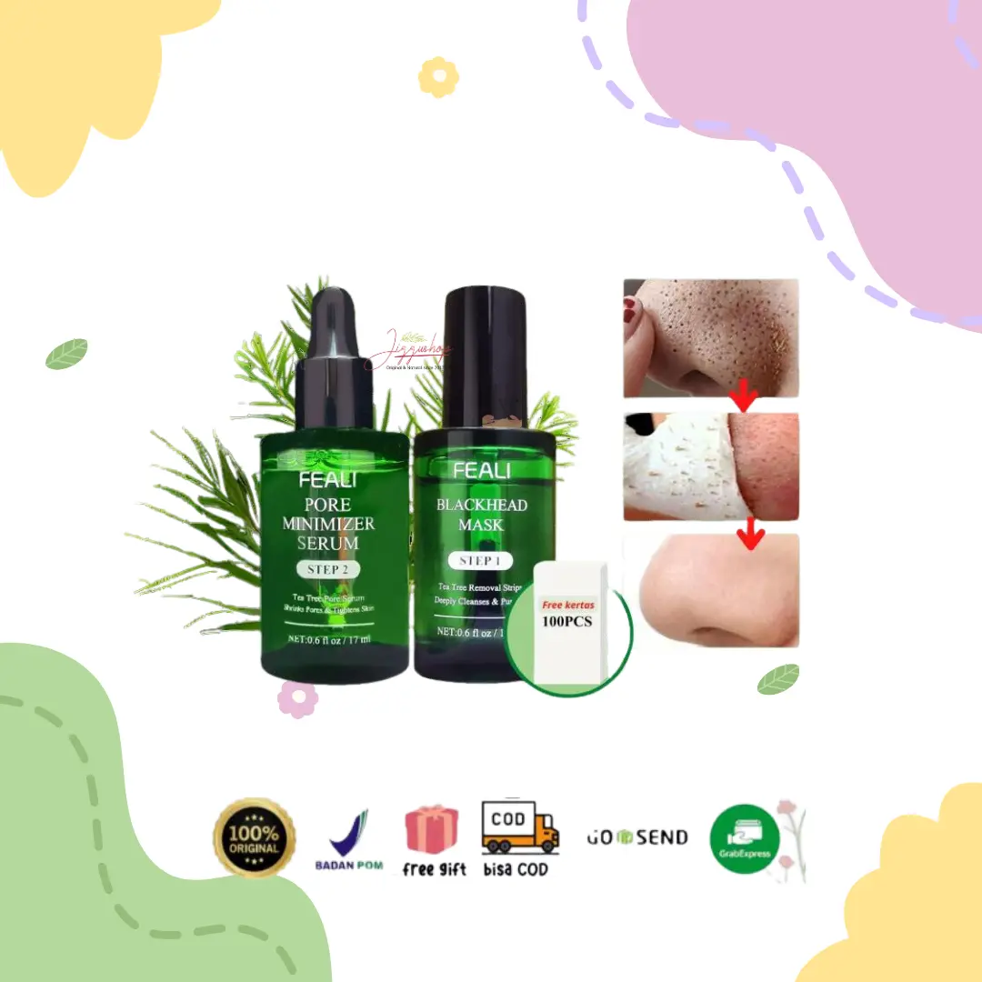 FEALI Blackhead Remover Mask Step1 Peel Off Free Kertas - Kontrol Minyak Blackhead Semua Jenis Kulit -  Step2 Pore Serum