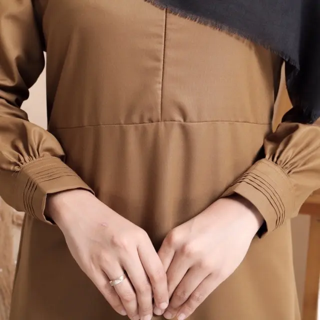 Gamis Polos Seragam PNS PDH khaki Tua Toyobo Fodu Kain Muslim  Dress 3
